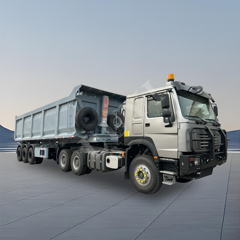 3 3축 U자형 측면 팁 덤프 트럭 화물 트레일러