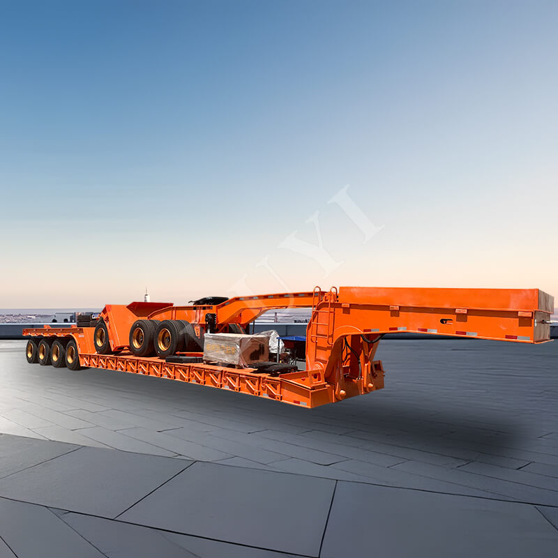 4축 80톤 분리형 구즈넥 로우베드 세미트레일러