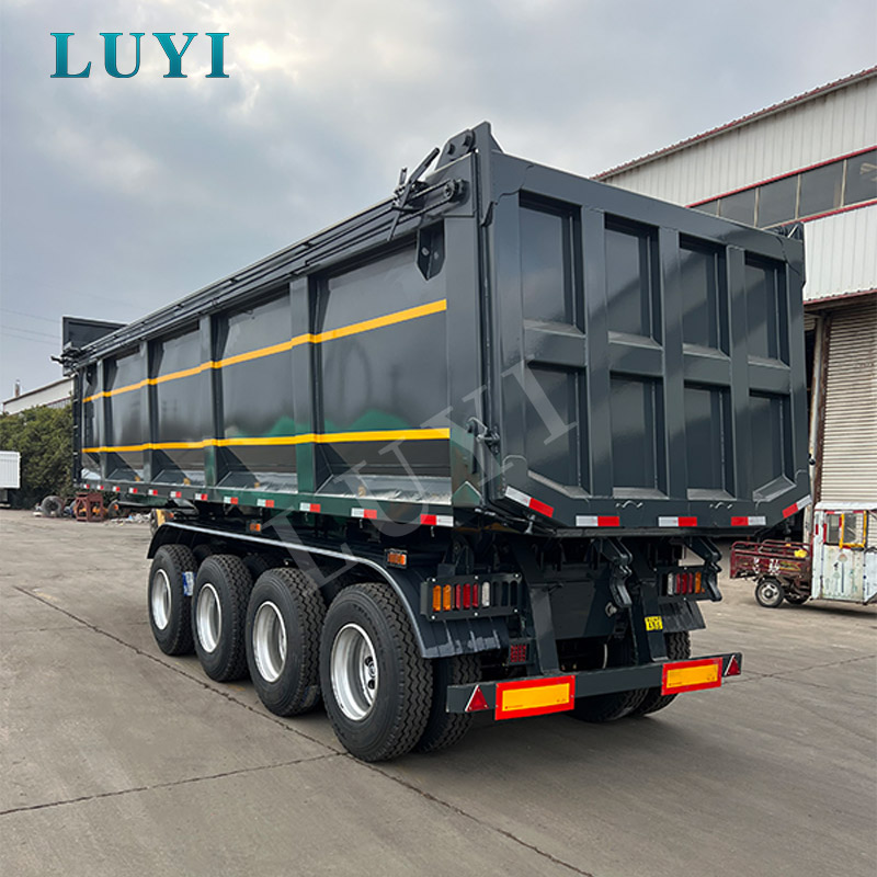 대량 자재 운송을 위한 4축 후방 팁핑 세미트레일러
