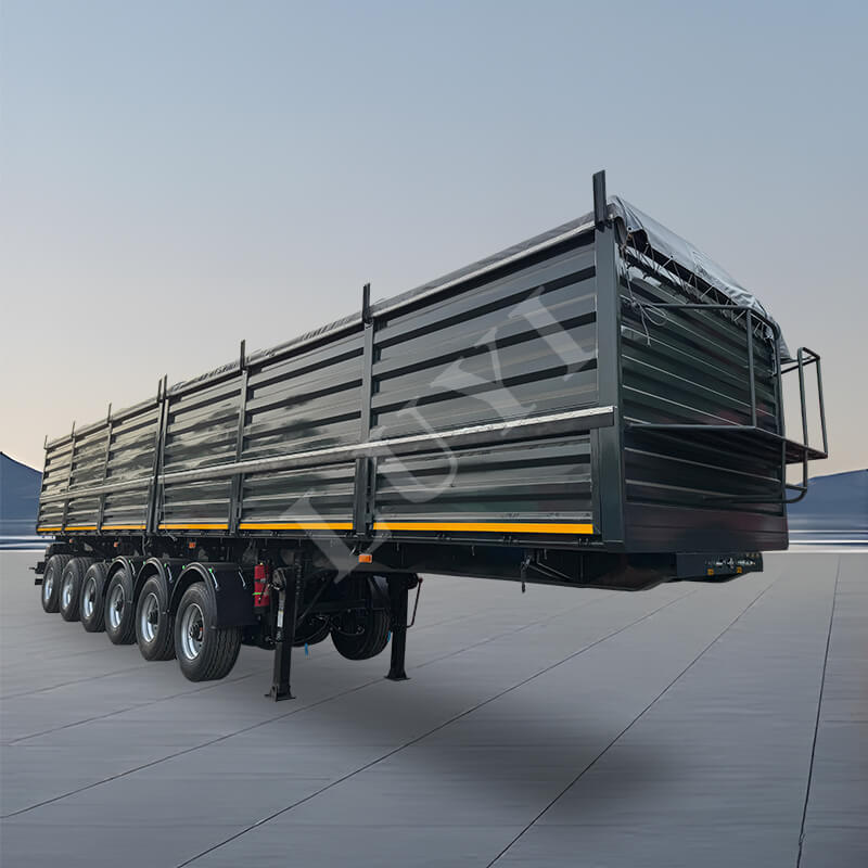 6개의 차축 100 톤 적재 능력에 의하여 주문을 받아서 만들어지는 측벽 세미 트레일러