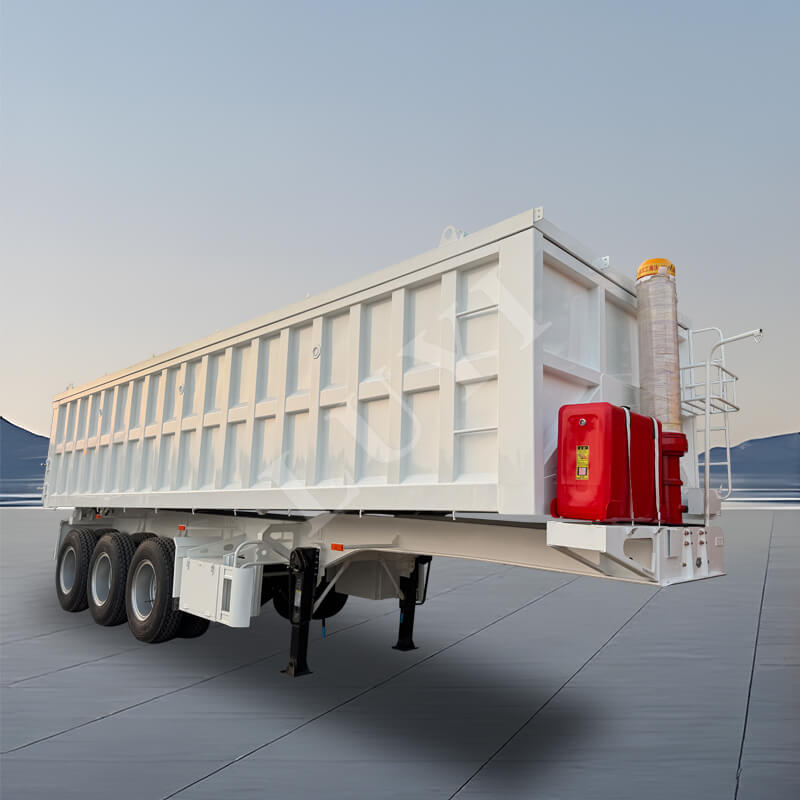 3개의 축 직사각형 U자형 60톤 후방 팁핑 덤프 세미 트레일러